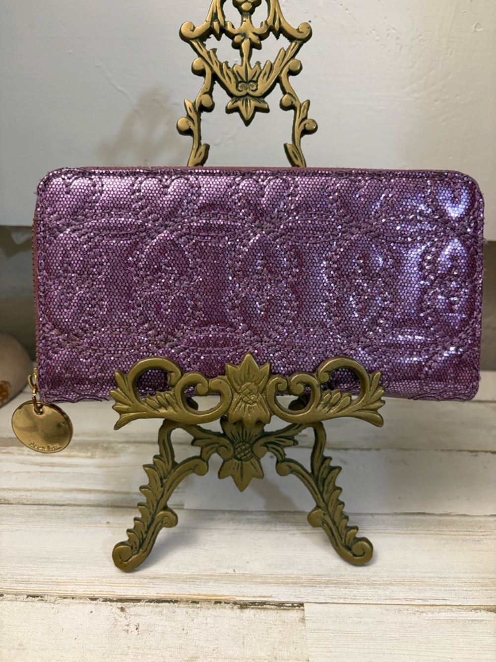 Deux Lux Purple Glitter Zip Wallet
